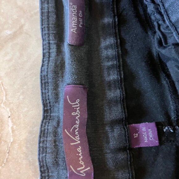 Gloria Vanderbilt Amanda Pull On Jeans Washed Black 12M - Picture 2 of 7